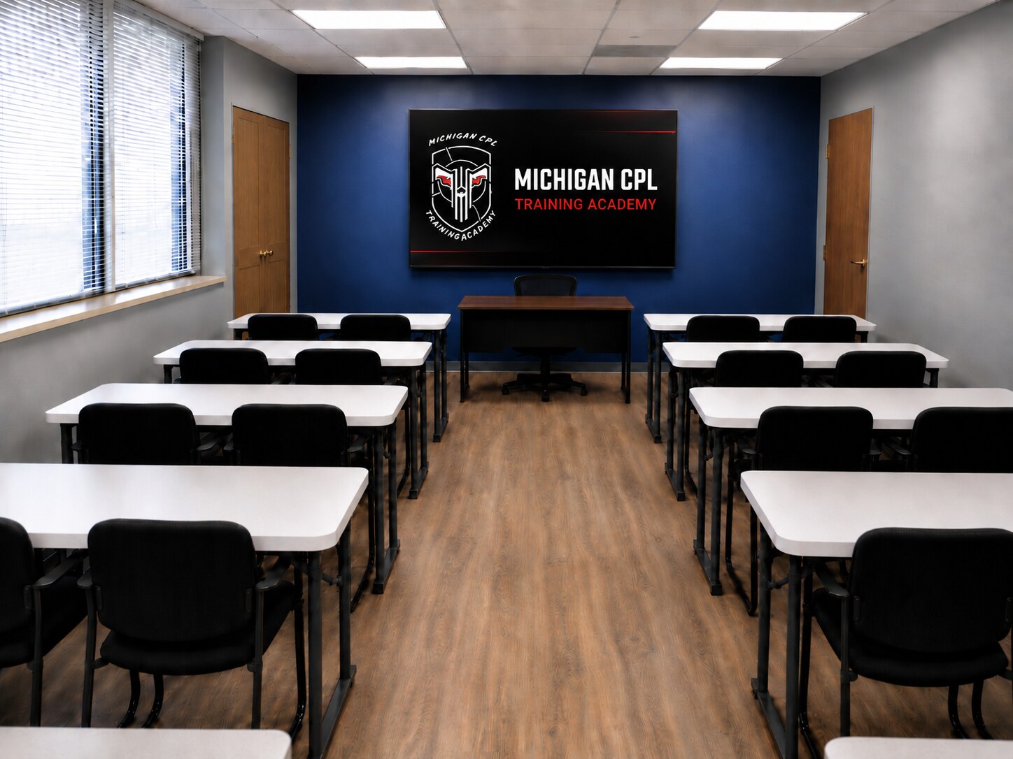 The Michigan CPL Training Academy classroom in Livonia, Michigan